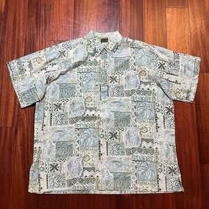 Vintage Go Barefoot Shirt Mens Extra Large Floral Hibiscus Aztec MADE IN USA